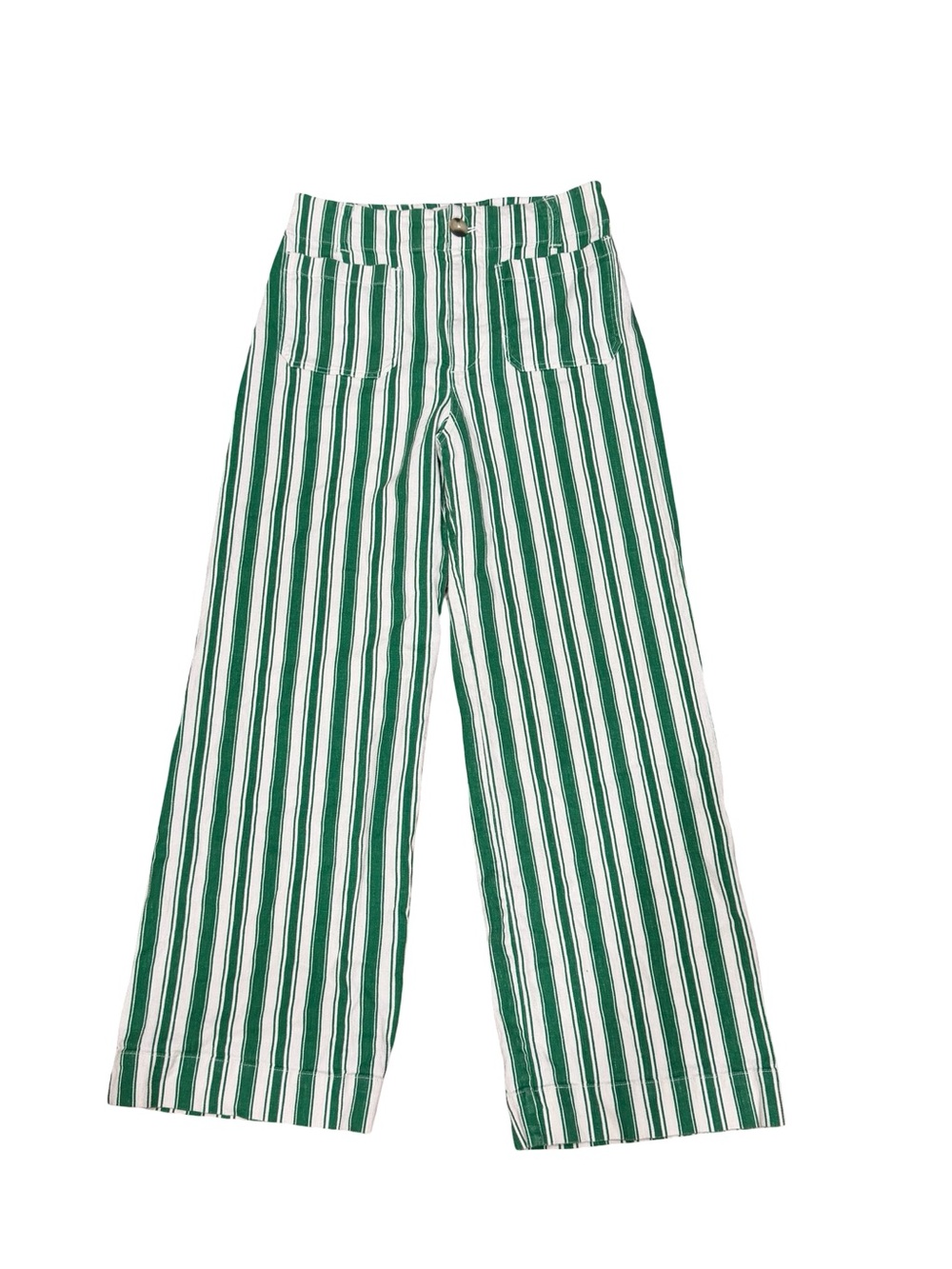 ๐ฟ Maeve Anthropologie The Colette Striped Wide-Leg Pants Green White Size 28 - Picture 5 of 14